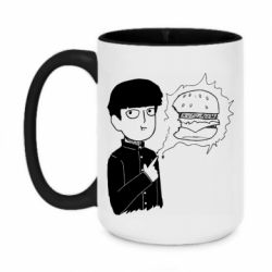 Чашка двухцветная 420ml Моб Психо и гамбургер