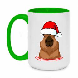Чашка двухцветная 420ml Новогодняя капибара - PrintSalon