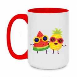 Чашка двухцветная 420ml Pineapple with watermelon - PrintSalon