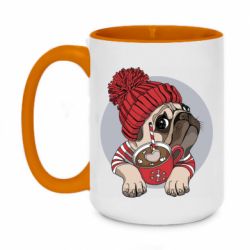Чашка двухцветная 420ml Pug And Coffee - PrintSalon