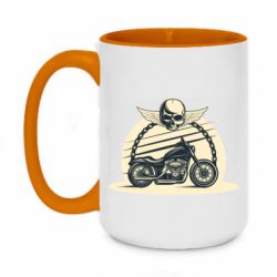 Чашка двухцветная 420ml Skull and Bike - PrintSalon