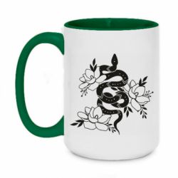 Чашка двухцветная 420ml Snake with flowers - PrintSalon
