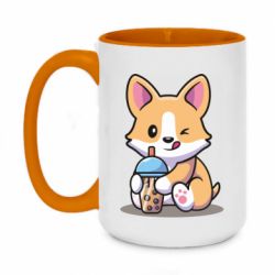 Чашка двухцветная 420ml Собачька пьет боба ти