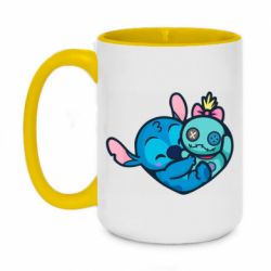 Чашка двухцветная 420ml Стич с куклой - PrintSalon