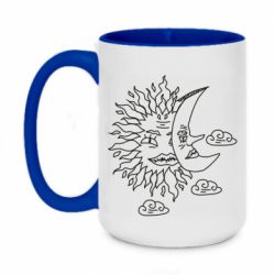 Чашка двухцветная 420ml Sun and Moon faces - PrintSalon