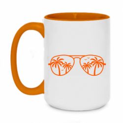 Чашка двухцветная 420ml Sunglasses And Palm Trees - PrintSalon