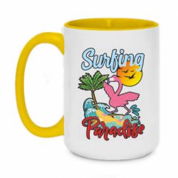 Чашка двухцветная 420ml Surfing Paradise Flamingo - PrintSalon