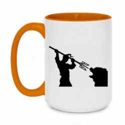 Чашка двухцветная 420ml Тризубом по морде - PrintSalon