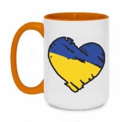 Чашка двухцветная 420ml Украина сердце с царапинами - PrintSalon