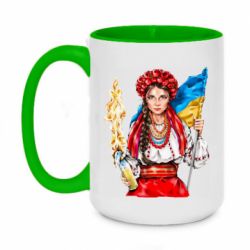 Чашка двухцветная 420ml Украинская девушка в венку - PrintSalon