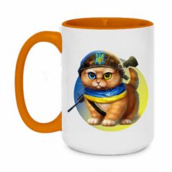 Чашка двухцветная 420ml Военный котик - PrintSalon