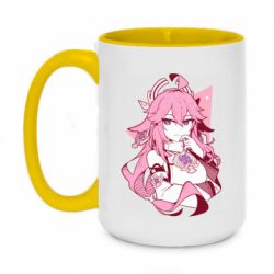 Чашка двухцветная 420ml Yae Miko portrait - PrintSalon