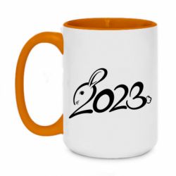 Чашка двухцветная 420ml Заяц 2023 - PrintSalon