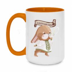 Чашка двухцветная 420ml Заяц украинец! С Новым Годом 2023 - PrintSalon