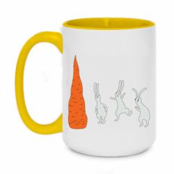 Чашка двухцветная 420ml Зайцы возле морковки - PrintSalon