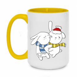 Чашка двухцветная 420ml Зайцы - PrintSalon