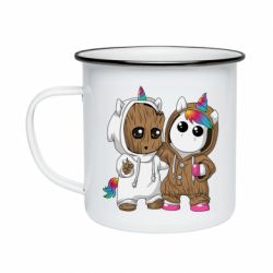 Кружка эмалированная Baby Groot And Unicorn - PrintSalon