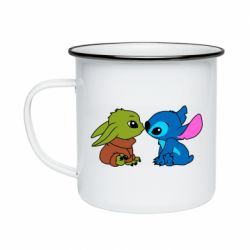 Кружка эмалированная Baby Yoda And Stitch - PrintSalon