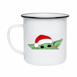 Кружка емальована Baby Yoda Santa - PrintSalon