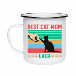 Кружка эмалированная Best cat mom ever - PrintSalon