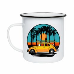 Кружка эмалированная Car and sunset - PrintSalon