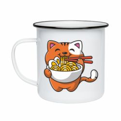 Кружка эмалированная Cat and Ramen - PrintSalon