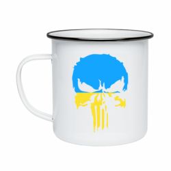 Кружка эмалированная Череп желто - голубой - PrintSalon