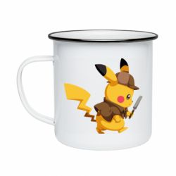 Кружка эмалированная Cute Detective Pikachu - PrintSalon