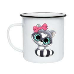 Кружка эмалированная Cute raccoon - PrintSalon