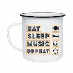 Кружка эмалированная Eat sleep dj repeat. - PrintSalon