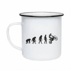Кружка эмалированная Эволюция мотоциклиста - PrintSalon
