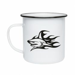 Кружка эмалированная Flaming shark - PrintSalon