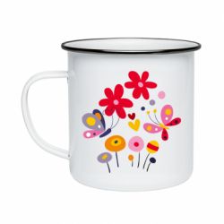 Кружка эмалированная Flowers and Butterflies - PrintSalon