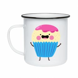 Кружка эмалированная Funny cupcake with smile - PrintSalon
