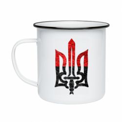 Кружка эмалированная Герб Украины красно-черный - PrintSalon