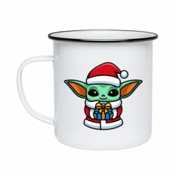 Кружка эмалированная Grogu Santa Claus - PrintSalon