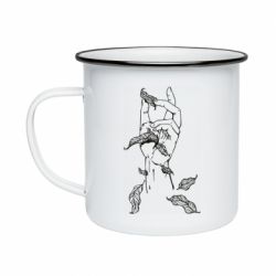 Кружка эмалированная Hand with leafs - PrintSalon