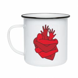 Кружка эмалированная Heart out of hands - PrintSalon