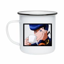 Кружка эмалированная Higashikata Josuke drinking tea - PrintSalon