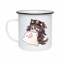 Кружка эмалированная Hu Tao cat - PrintSalon