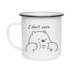 Кружка эмалированная I don't care white - PrintSalon