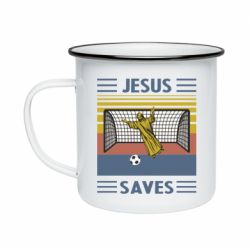 Кружка эмалированная Jesus will save - PrintSalon