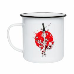 Кружка емальована katana in sakura - PrintSalon