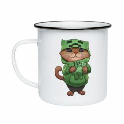 Кружка эмалированная Кот Майнкрафт - PrintSalon