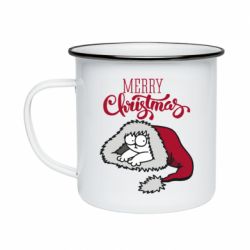 Кружка эмалированная Кот саймона рождество - PrintSalon
