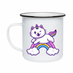 Кружка эмалированная Котик-единорог - PrintSalon