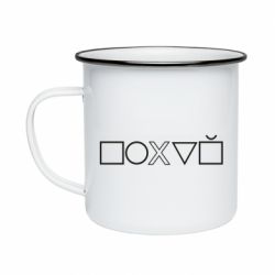Кружка эмалированная Квадрат круг икс треугольник квадрат - PrintSalon