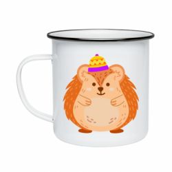Кружка эмалированная Little hedgehog in a hat - PrintSalon