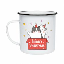 Кружка эмалированная Meowy Christmas ( present box ) - PrintSalon