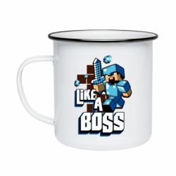 Кружка эмалированная Minecraft Like a Boss - PrintSalon